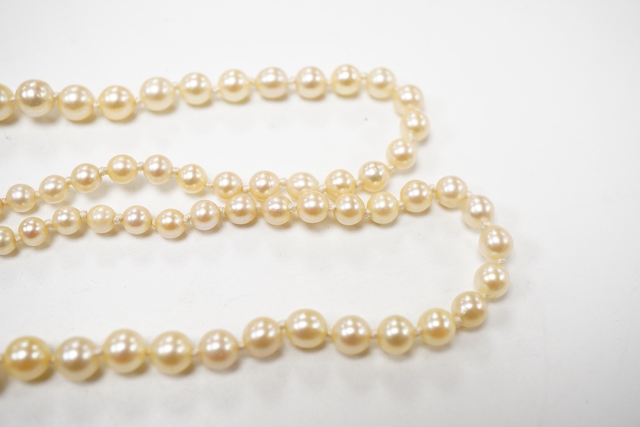 A cultured pearl and garnet necklace, 19th century and later